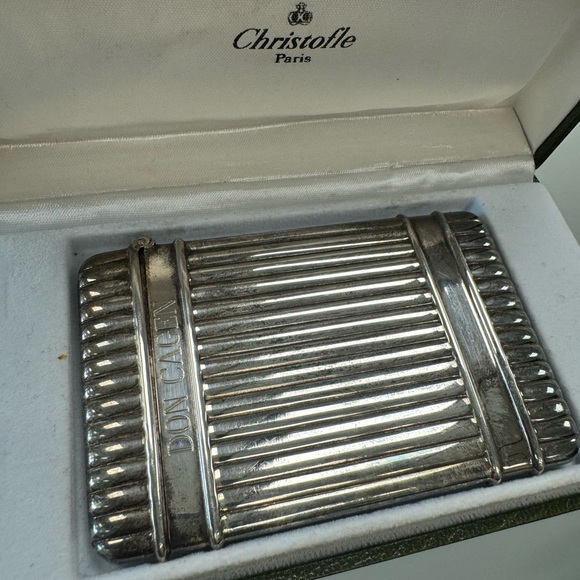 925 Sterling silver Christofle Paris vintage ribbed solid card holder - Picture 14 of 15